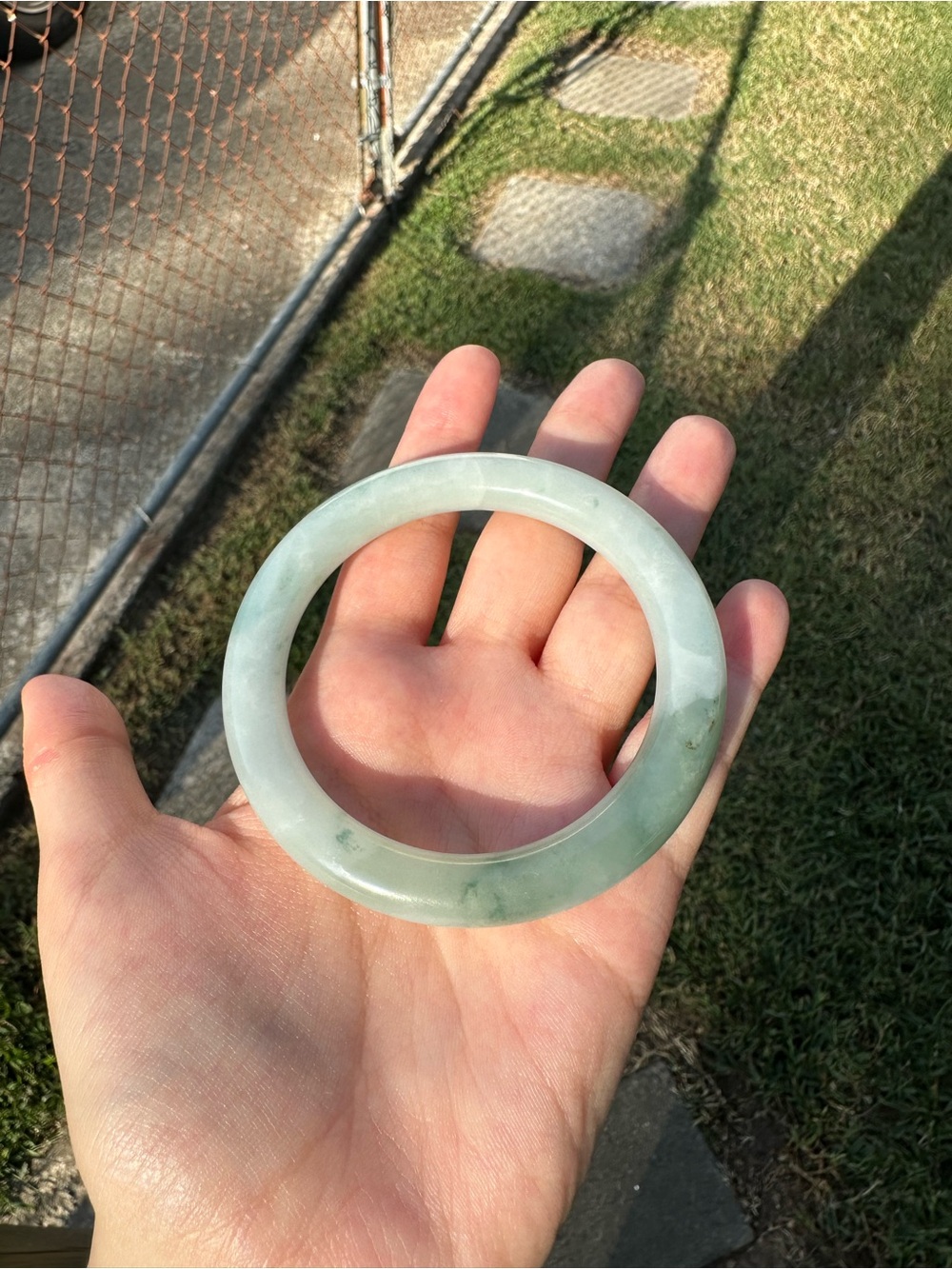 Grade A Jade Bangle Blueish Green 56.2 with Certificate